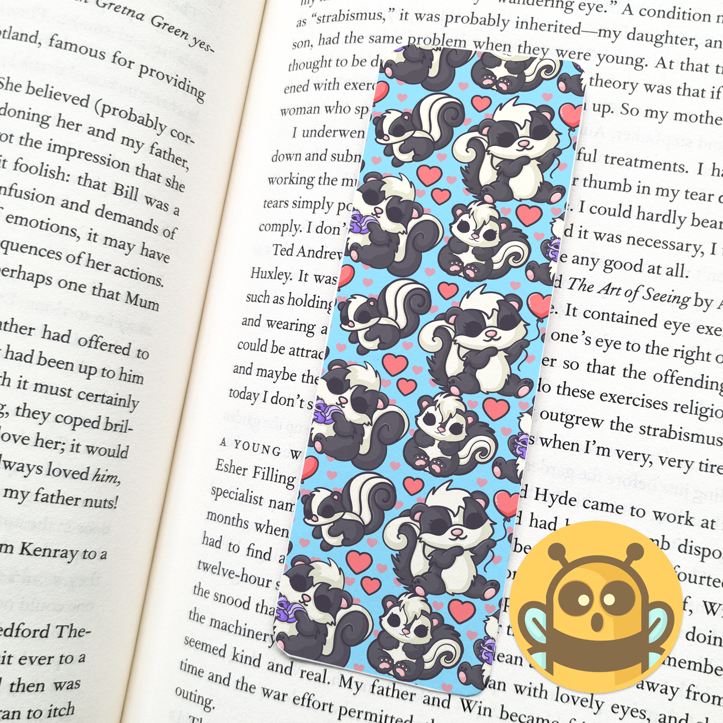 Skunk Party Blue Bookmark