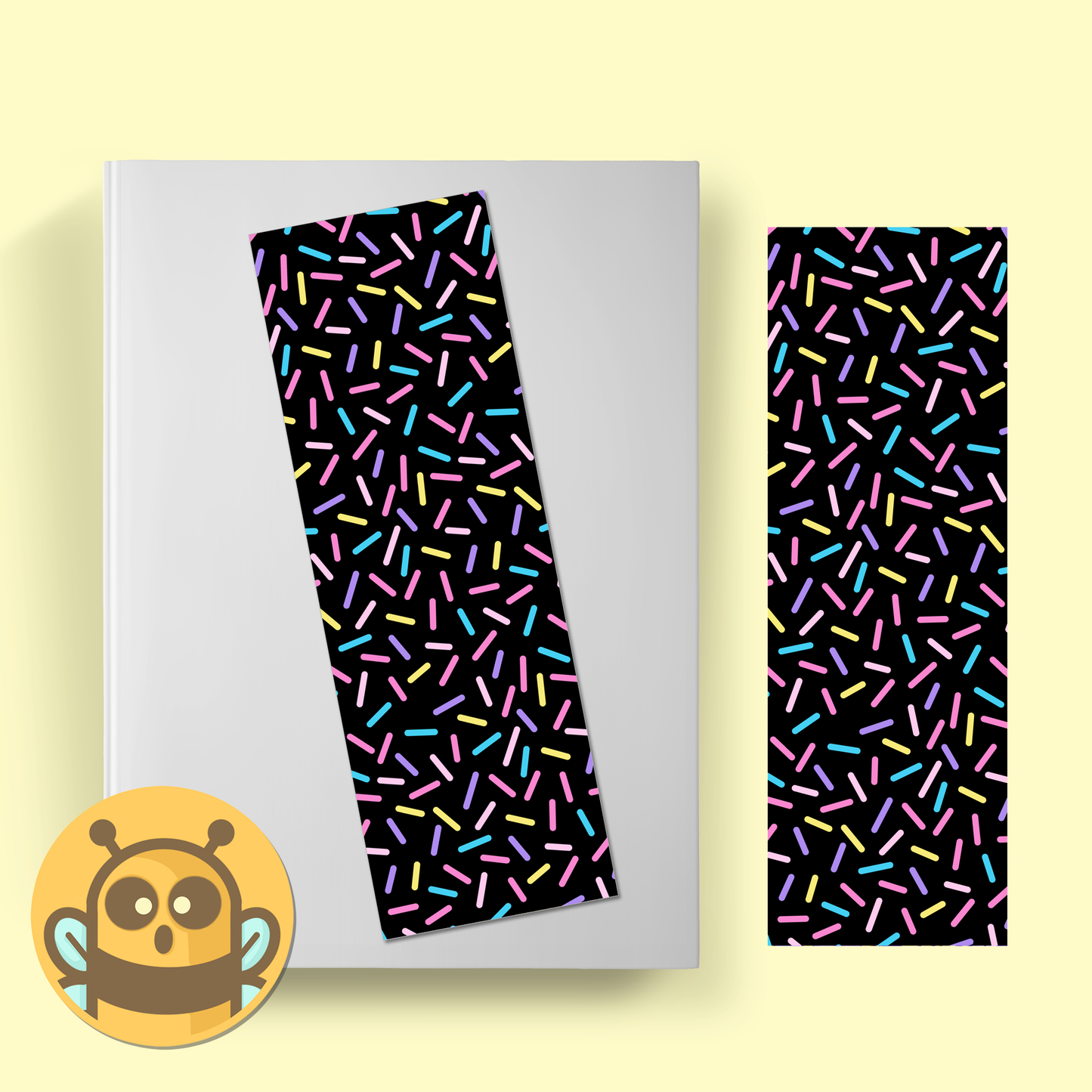 Confetti Black Bookmark