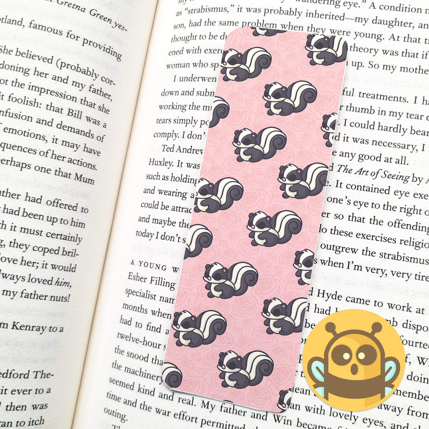 Skunks and Roses Bookmark
