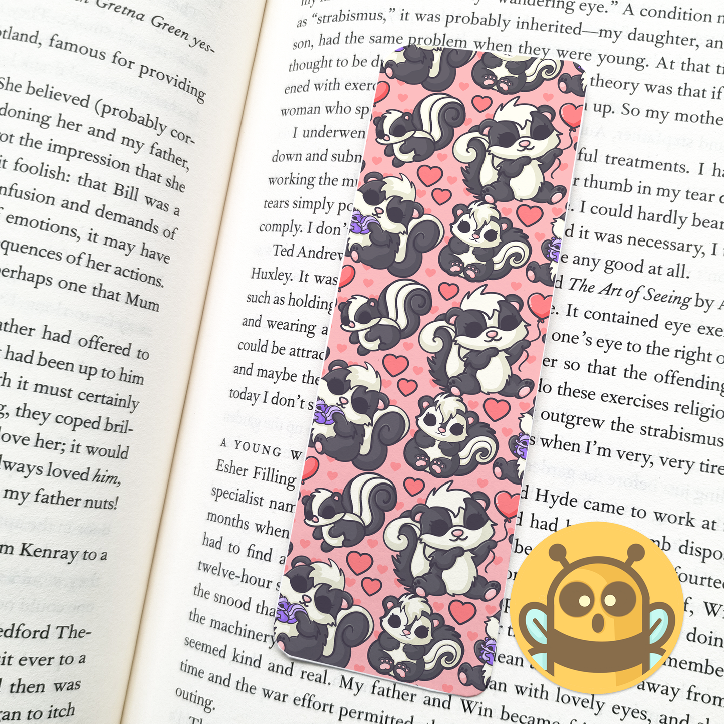 Skunk Party Pink Bookmark