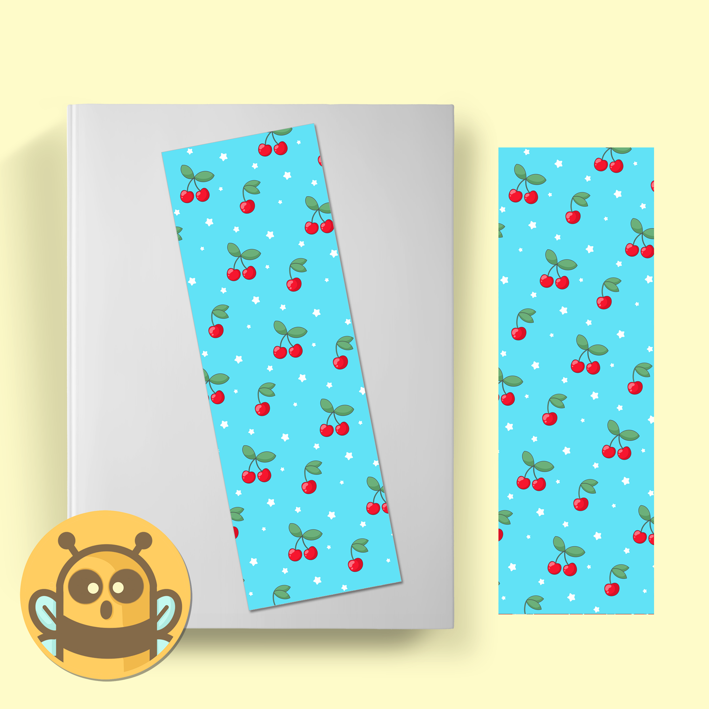Blue Cherries and Stars Bookmark