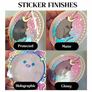 This image shows our adorable sticker finishes available to purchase from HunnieByte.com