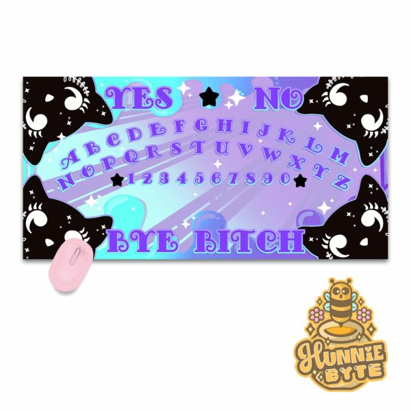 This image shows our adorable desk mat Bye Bitch Ouija DeskmatBuh Bye Ouija Deskmat, which is available to purchase from HunnieByte.com