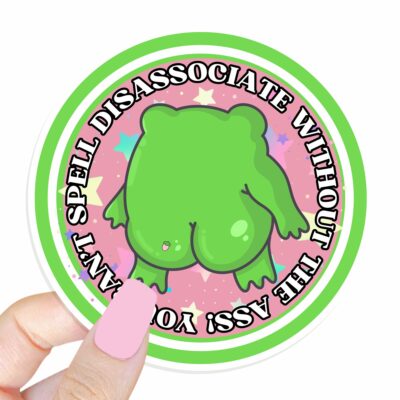 This image shows our adorable sticker finishes, Boopie Disassociate Sticker, which is available to purchase from HunnieByte.com