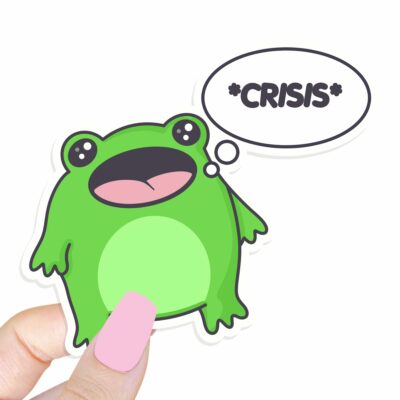 This image shows our adorable sticker finishes, Boopie Crisis Sticker, which is available to purchase from HunnieByte.com