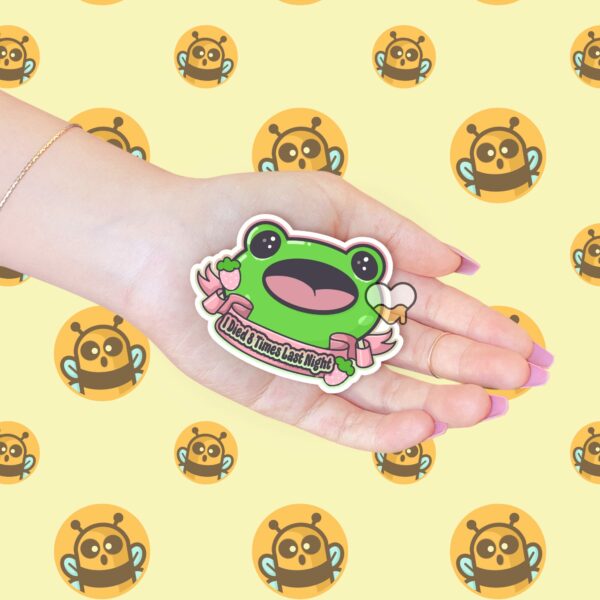 This image shows our adorable sticker finishes, Boopie Died 8 Times Sticker, which is available to purchase from HunnieByte.com