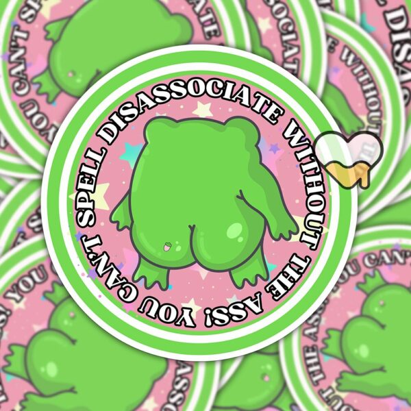 This image shows our adorable sticker finishes, Boopie Disassociate Sticker, which is available to purchase from HunnieByte.com