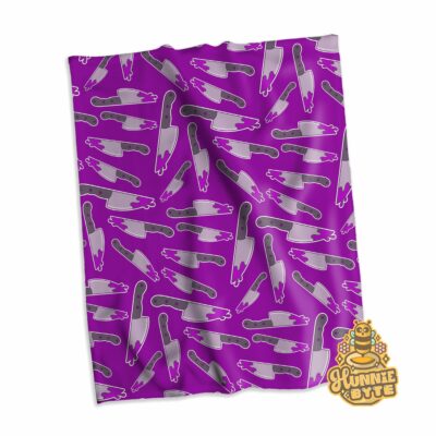 This image shows our Purple Stabby Blanket, which is available to purchase from HunnieByte.com