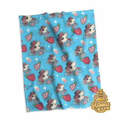 This image shows our Pretty Kitty Possum Blanket, which is available to purchase from HunnieByte.com