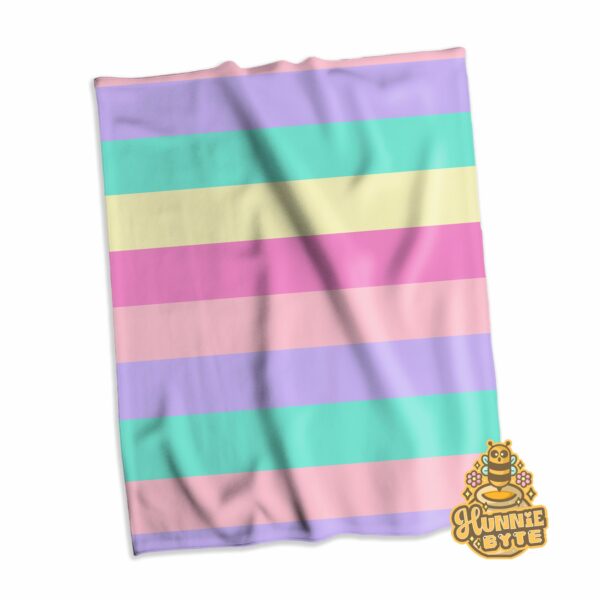 This image shows our Pastel Stripes Blanket, which is available to purchase from HunnieByte.com