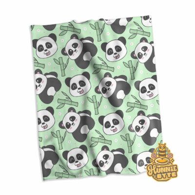 This image shows our Bamboo Panda Blanket, which is available to purchase from HunnieByte.com