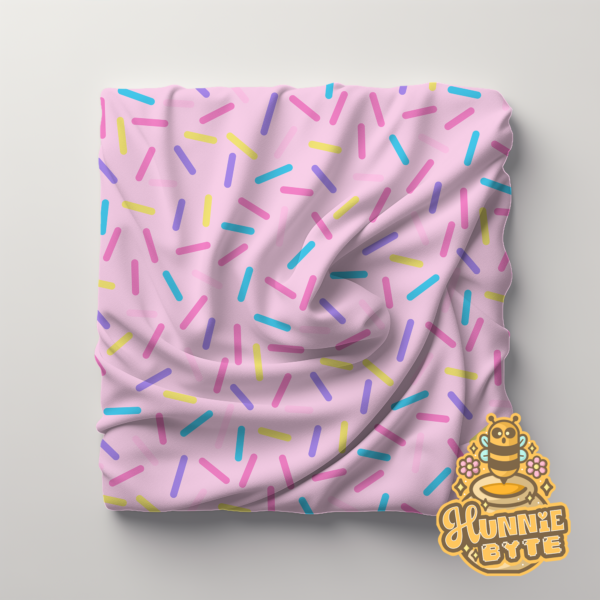 This image shows our Pink Confetti Blanket, which is available to purchase from HunnieByte.com