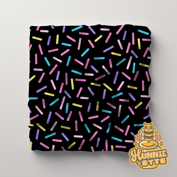 This image shows our Black Confetti Blanket, which is available to purchase from HunnieByte.com