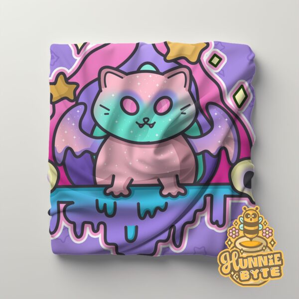 This image shows our Creepy Dripping Kitty Blanket, which is available to purchase from HunnieByte.com