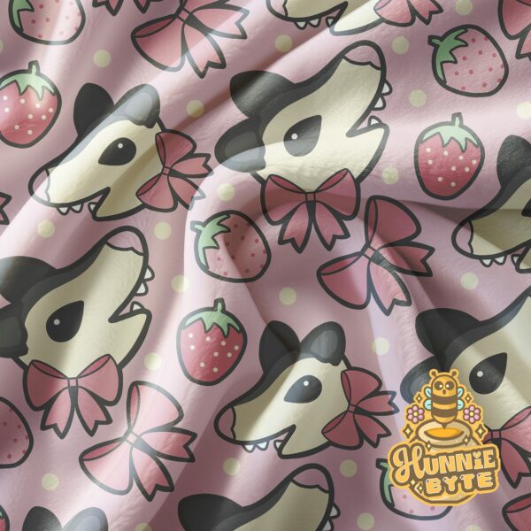 This image shows our Strawberry Possum Blanket, which is available to purchase from HunnieByte.com