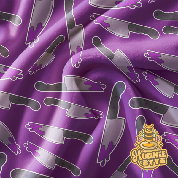 This image shows our Purple Stabby Blanket, which is available to purchase from HunnieByte.com