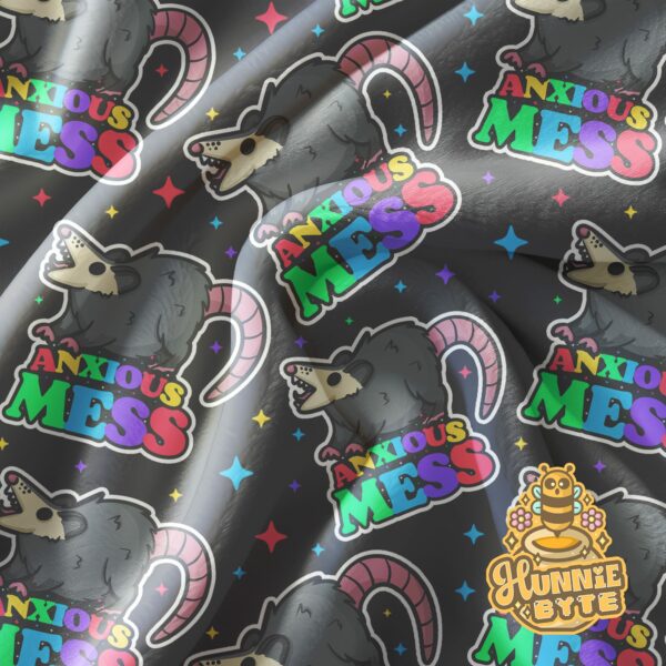 This image shows our Anxious Mess Possum Blanket, which is available to purchase from HunnieByte.com