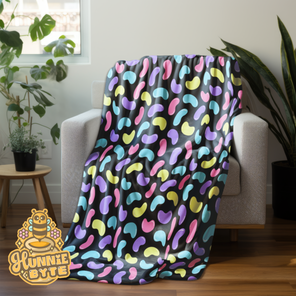 This image shows our Black Jellybean Blanket, which is available to purchase from HunnieByte.com