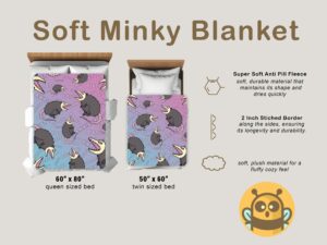 This image shows our Minky Blanket Sizes, which is available to purchase from HunnieByte.com