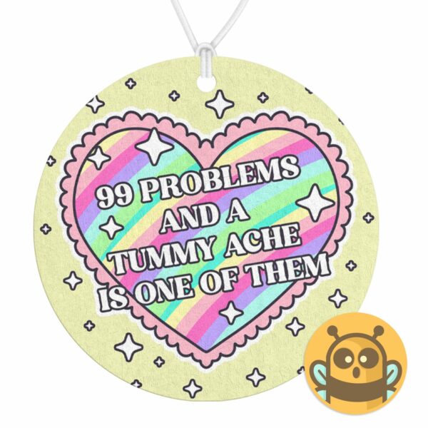 This image shows an hand-drawn adorable air fresheners, 99 Problems Air Freshener, which is available to purchase from HunnieByte.com