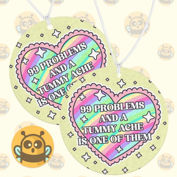 This image shows an hand-drawn adorable air fresheners, 99 Problems Air Freshener, which is available to purchase from HunnieByte.com