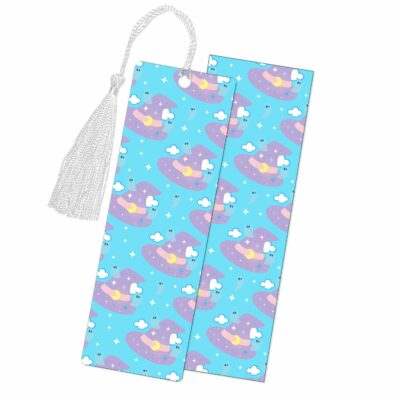 This image shows an hand-drawn adorable bookmark, Pastel Witches Hat Bookmark, which is available to purchase from HunnieByte.com