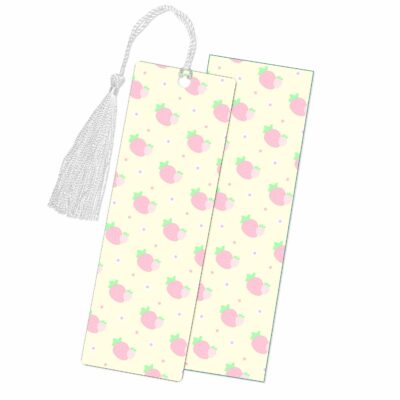 This image shows an hand-drawn adorable bookmark, Dreamy Strawberry Bookmark, which is available to purchase from HunnieByte.com