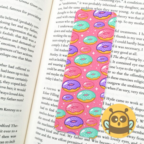 This image shows an hand-drawn adorable bookmark, Sparkle Donuts Bookmark, which is available to purchase from HunnieByte.com