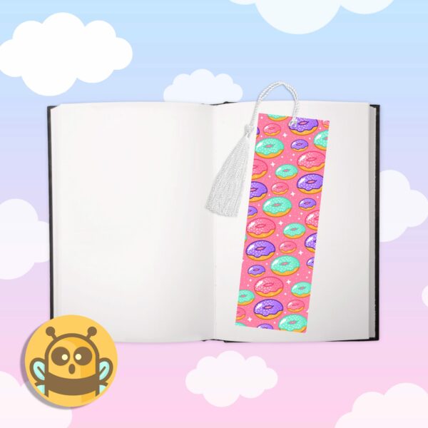 This image shows an hand-drawn adorable bookmark, Sparkle Donuts Bookmark, which is available to purchase from HunnieByte.com