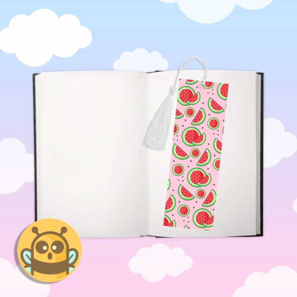 This image shows an hand-drawn adorable bookmark, Wonderful Watermelon Bookmark, which is available to purchase from HunnieByte.com