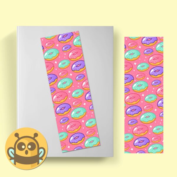 This image shows an hand-drawn adorable bookmark, Sparkle Donuts Bookmark, which is available to purchase from HunnieByte.com