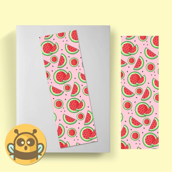 This image shows an hand-drawn adorable bookmark, Wonderful Watermelon Bookmark, which is available to purchase from HunnieByte.com