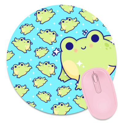 This image shows an hand-drawn adorable mousepad, Leap Frog Mousepad, which is available to purchase from HunnieByte.com