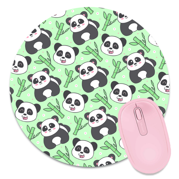 This image shows an hand-drawn adorable mousepad, Bamboo Panda Mousepad, which is available to purchase from HunnieByte.com