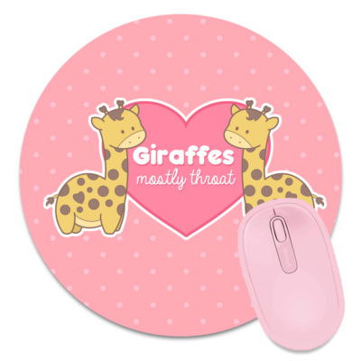 This image shows an hand-drawn adorable mousepad, Giraffe Mostly Neck Mousepad, which is available to purchase from HunnieByte.com