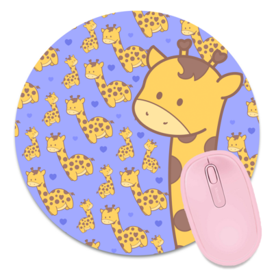 This image shows an hand-drawn adorable mousepad, Cute Giraffe Mousepad, which is available to purchase from HunnieByte.com