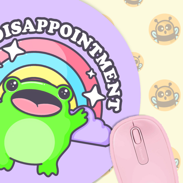 This image shows an hand-drawn adorable mousepad, Im A Disappointment Mousepad, which is available to purchase from HunnieByte.com