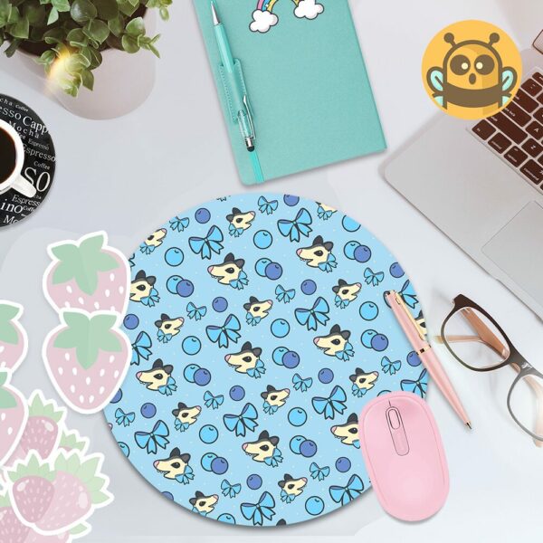 This image shows an hand-drawn adorable mousepad, Blueberry Possum Mousepad, which is available to purchase from HunnieByte.com