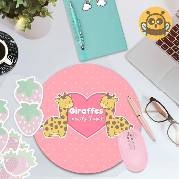 This image shows an hand-drawn adorable mousepad, Giraffe Mostly Neck Mousepad, which is available to purchase from HunnieByte.com