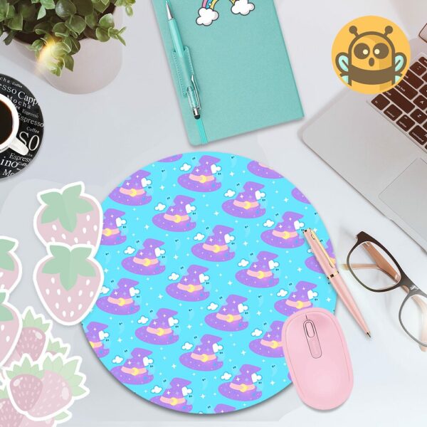 This image shows an hand-drawn adorable mousepad, Pastel Witches Hat Mousepad, which is available to purchase from HunnieByte.com