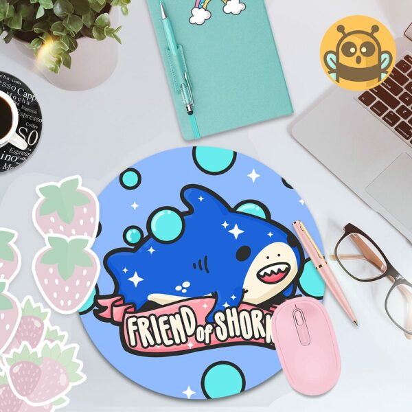 This image shows an hand-drawn adorable mousepad, Friend of Shork Shark Mousepad, which is available to purchase from HunnieByte.com