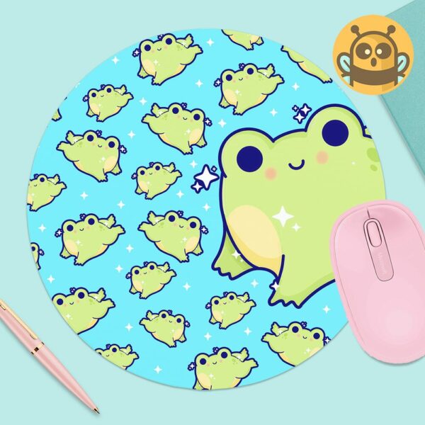 This image shows an hand-drawn adorable mousepad, Leap Frog Mousepad, which is available to purchase from HunnieByte.com