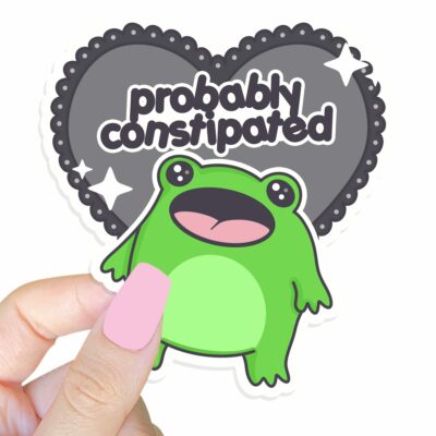 This image shows our adorable sticker finishes, Boopie Probably Constipated Sticker, which is available to purchase from HunnieByte.com