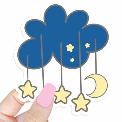 This image shows an hand-drawn adorable sticker, Stormy Clouds Sticker, which is available to purchase from HunnieByte.com