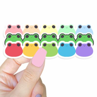 This image shows an hand-drawn adorable sticker, Long Froggies Sticker, which is available to purchase from HunnieByte.com