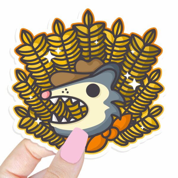 This image shows an hand-drawn adorable sticker, Farmer Bernerd Possum Sticker, which is available to purchase from HunnieByte.com