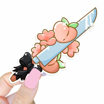 This image shows our adorable sticker finishes, Kawaii Black Sword Sticker, which is available to purchase from HunnieByte.com