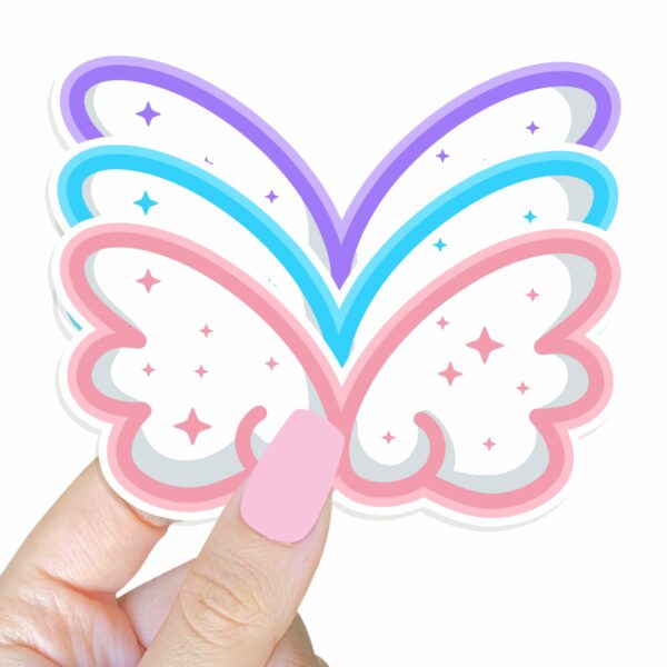 This image shows an hand-drawn adorable sticker, Cute Cloud Wings Sticker, which is available to purchase from HunnieByte.com