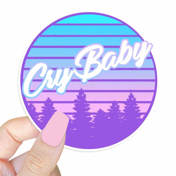 This image shows our adorable sticker finishes, Cry Baby Sticker, which is available to purchase from HunnieByte.com