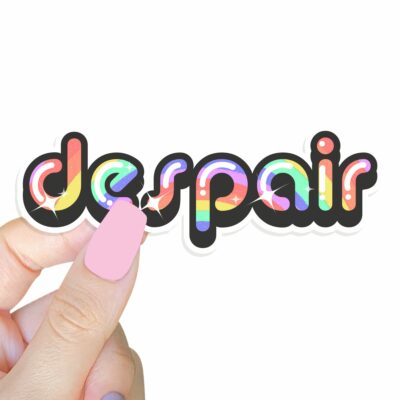 This image shows our adorable sticker finishes, Sparkle Despair Sticker, which is available to purchase from HunnieByte.com